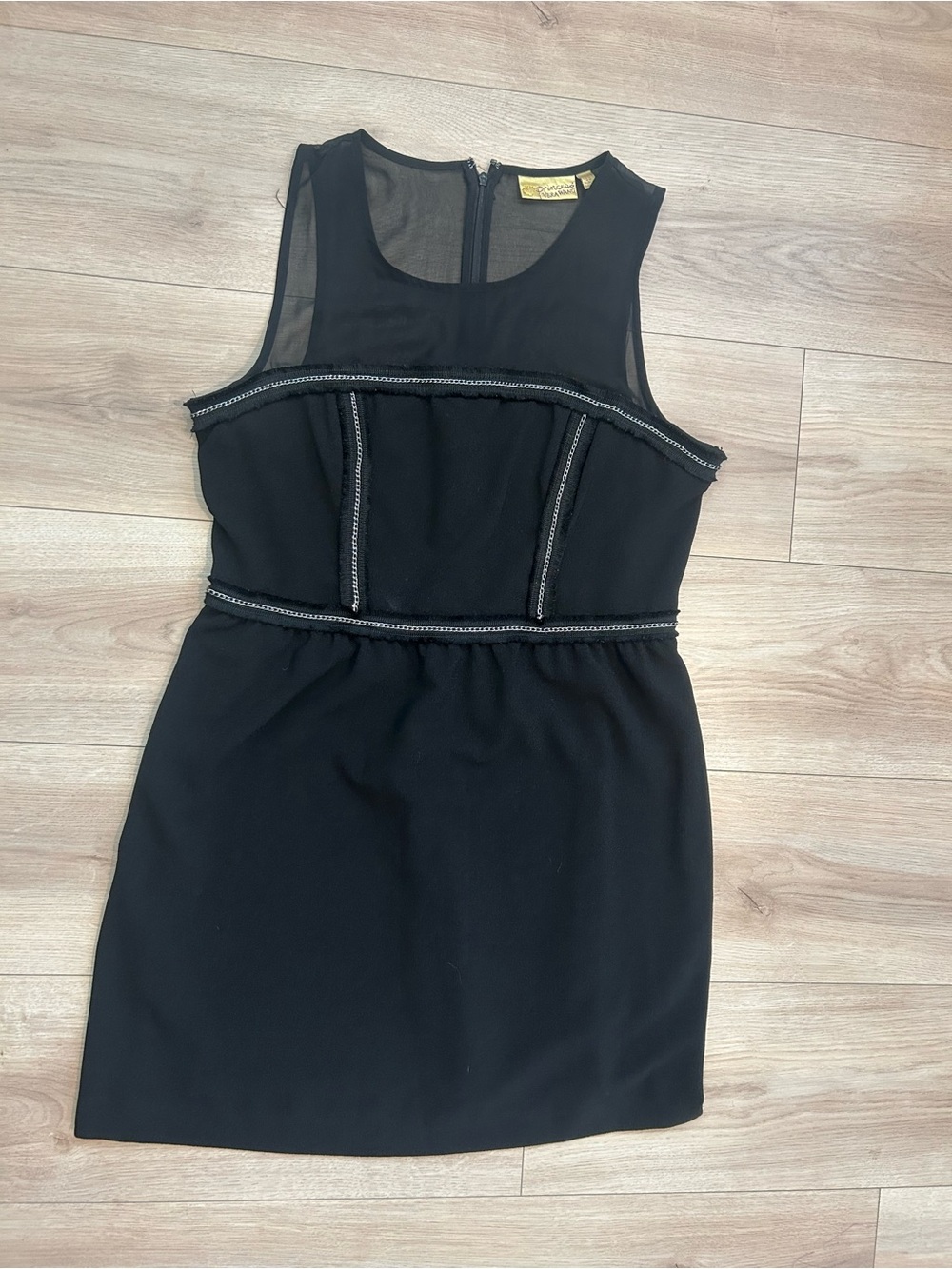 Princess Vera Wang Black Sleeveless Mini Dress with Mesh Yoke